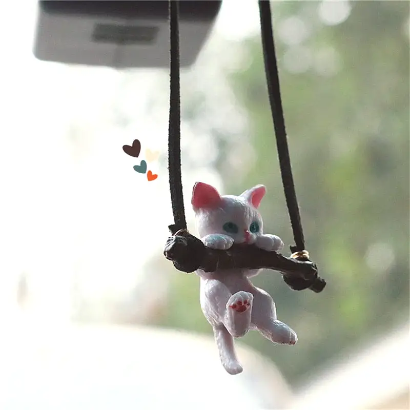 Car Pendant Creative Cute Branch Cat Rearview Mirror Pendant Car Interior Decoration