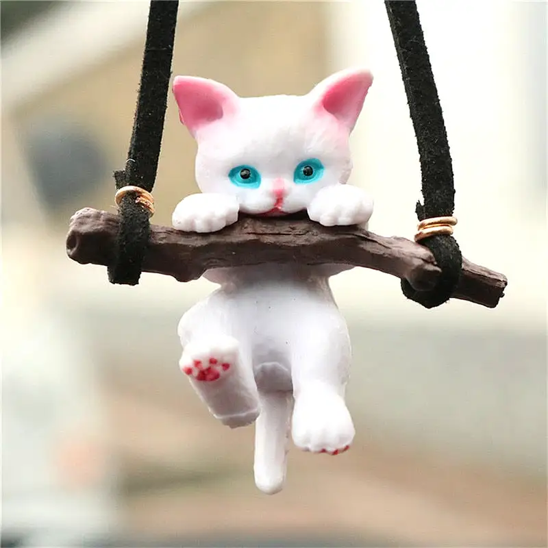 Car Pendant Creative Cute Branch Cat Rearview Mirror Pendant Car Interior Decoration