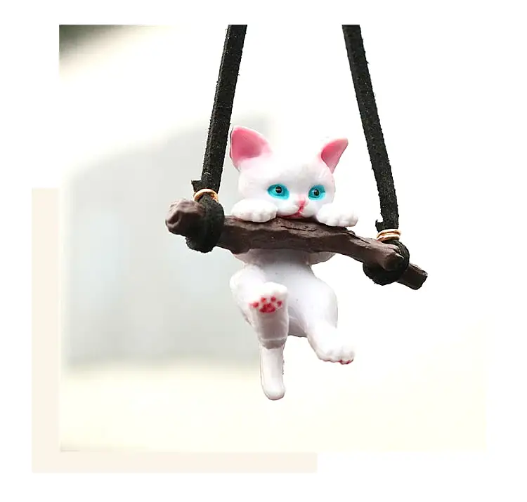 Car Pendant Creative Cute Branch Cat Rearview Mirror Pendant Car Interior Decoration