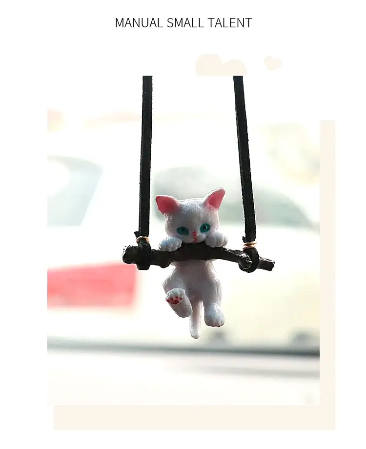 Car Pendant Creative Cute Branch Cat Rearview Mirror Pendant Car Interior Decoration