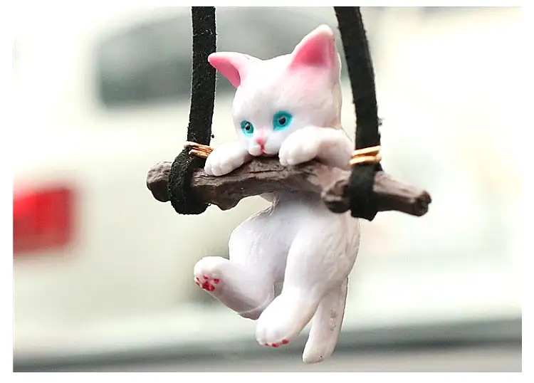 Car Pendant Creative Cute Branch Cat Rearview Mirror Pendant Car Interior Decoration