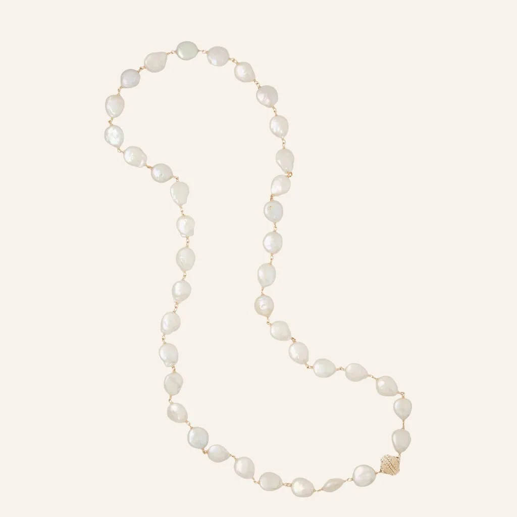 Caspian 13mm Coin Pearl Necklace