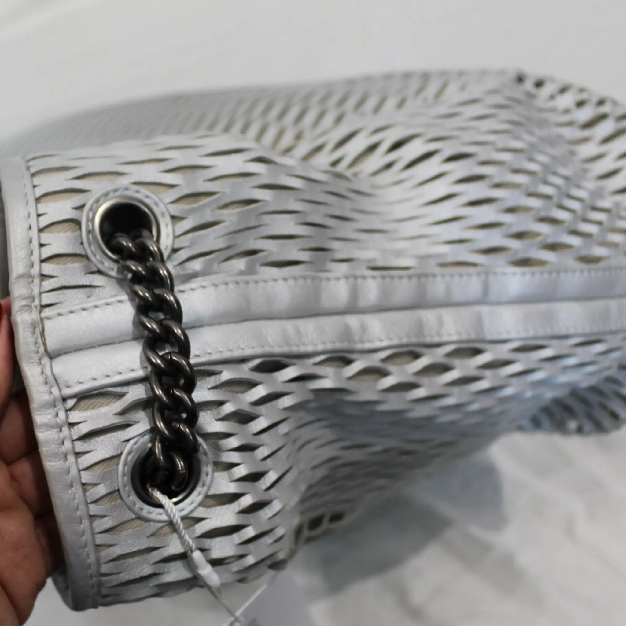 Chanel Silver Leather 2014 2505 Accordion Bag