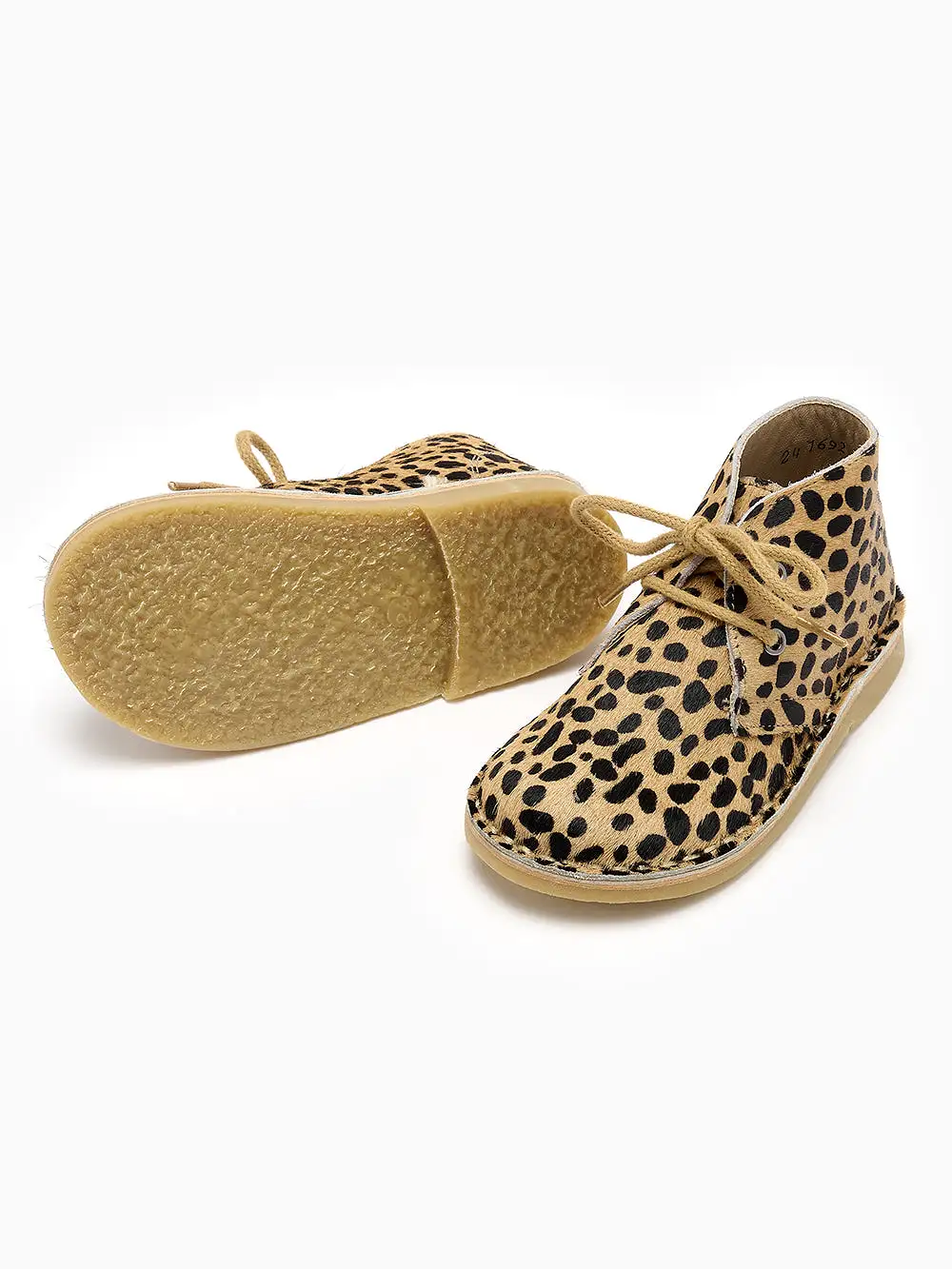 Cheetah Pony Leather Kids Lace Up Boots