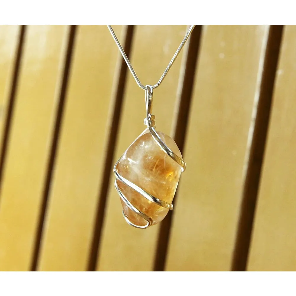 Citrine Gemstone Pendant Necklace - Natural