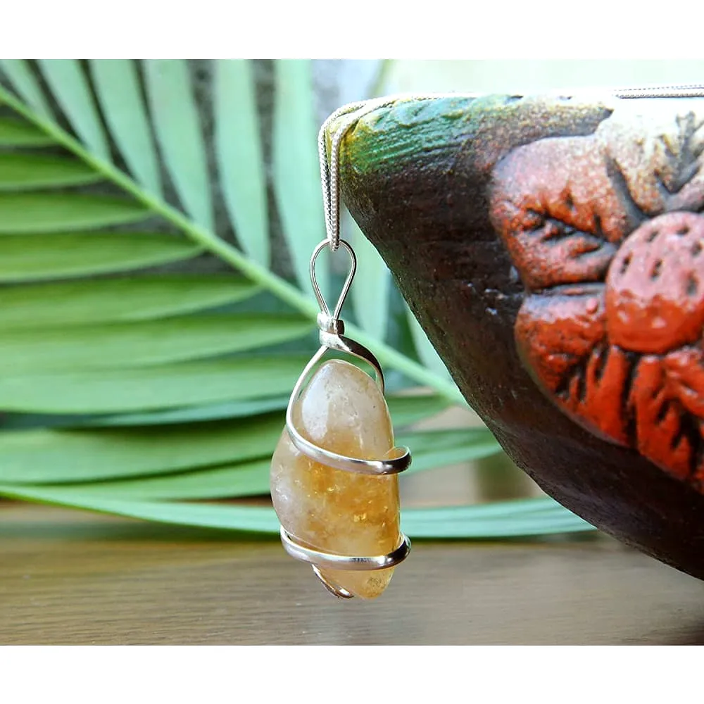 Citrine Gemstone Pendant Necklace - Natural