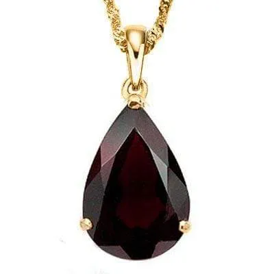 CLASSY 6 CARAT TW (1 PCS) GARNET 10K SOLID YELLOW GOLD PENDANT