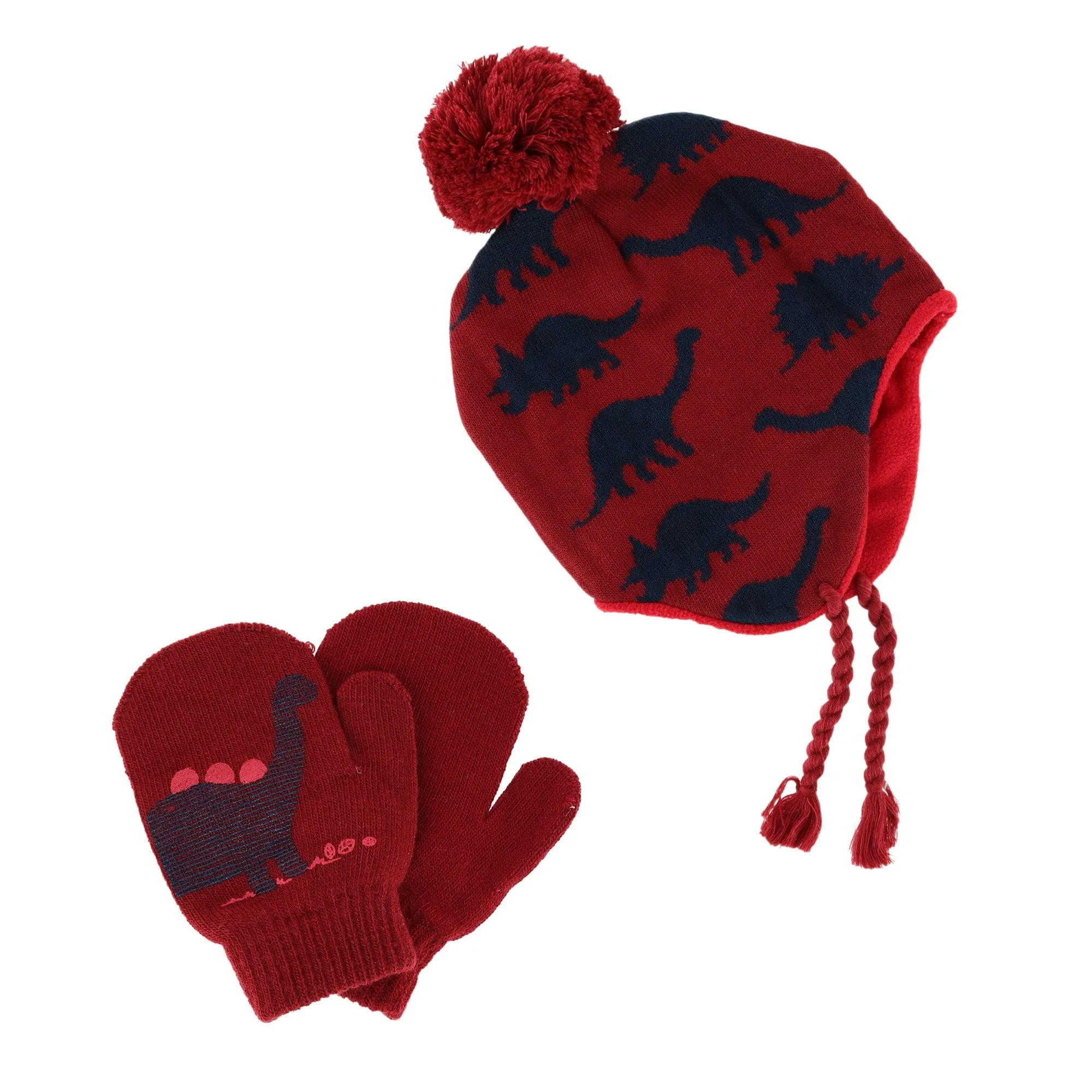 Connex Gear Toddler Boy's 2-4 Dinosaur Aviator Hat and Mitten Set