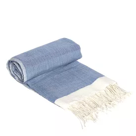 Cotton Beach Towel in Blue, Off White