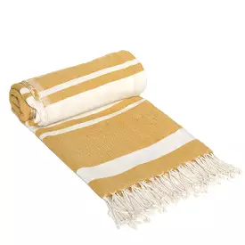 Cotton Beach Towel in Yellow, Off White