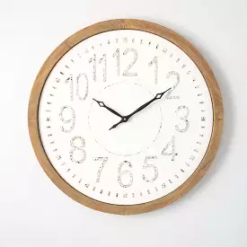 Creamy Metal Wood-Frame Clock