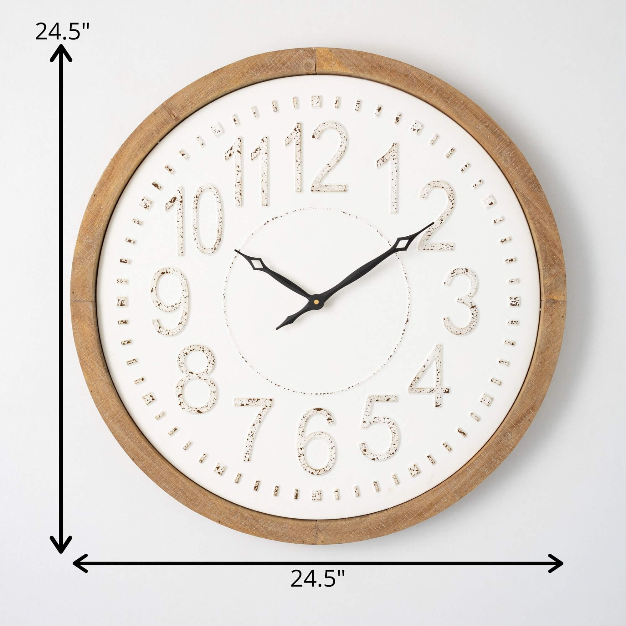 Creamy Metal Wood-Frame Clock