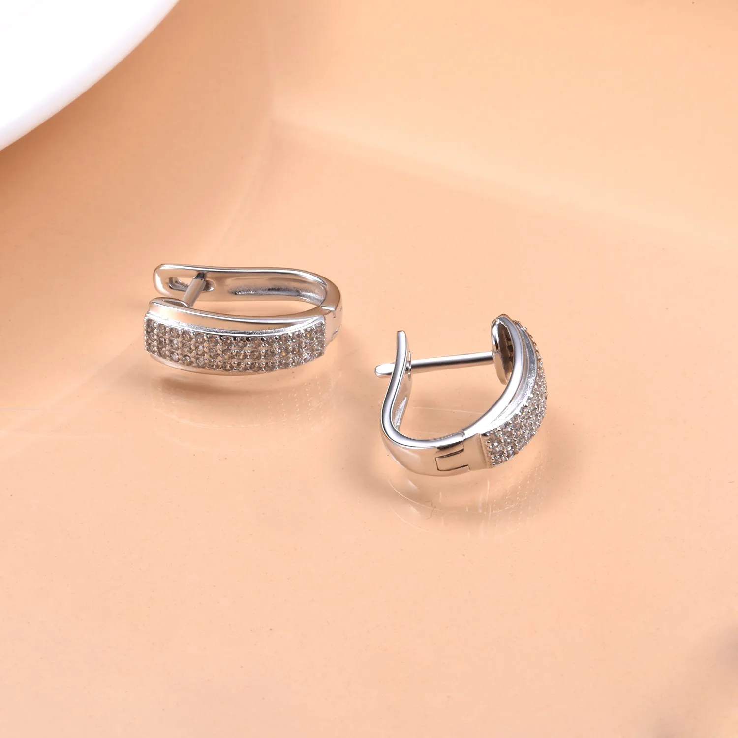 Crystal Huggie Earrings in 18k White Gold