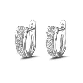 Crystal Huggie Earrings in 18k White Gold