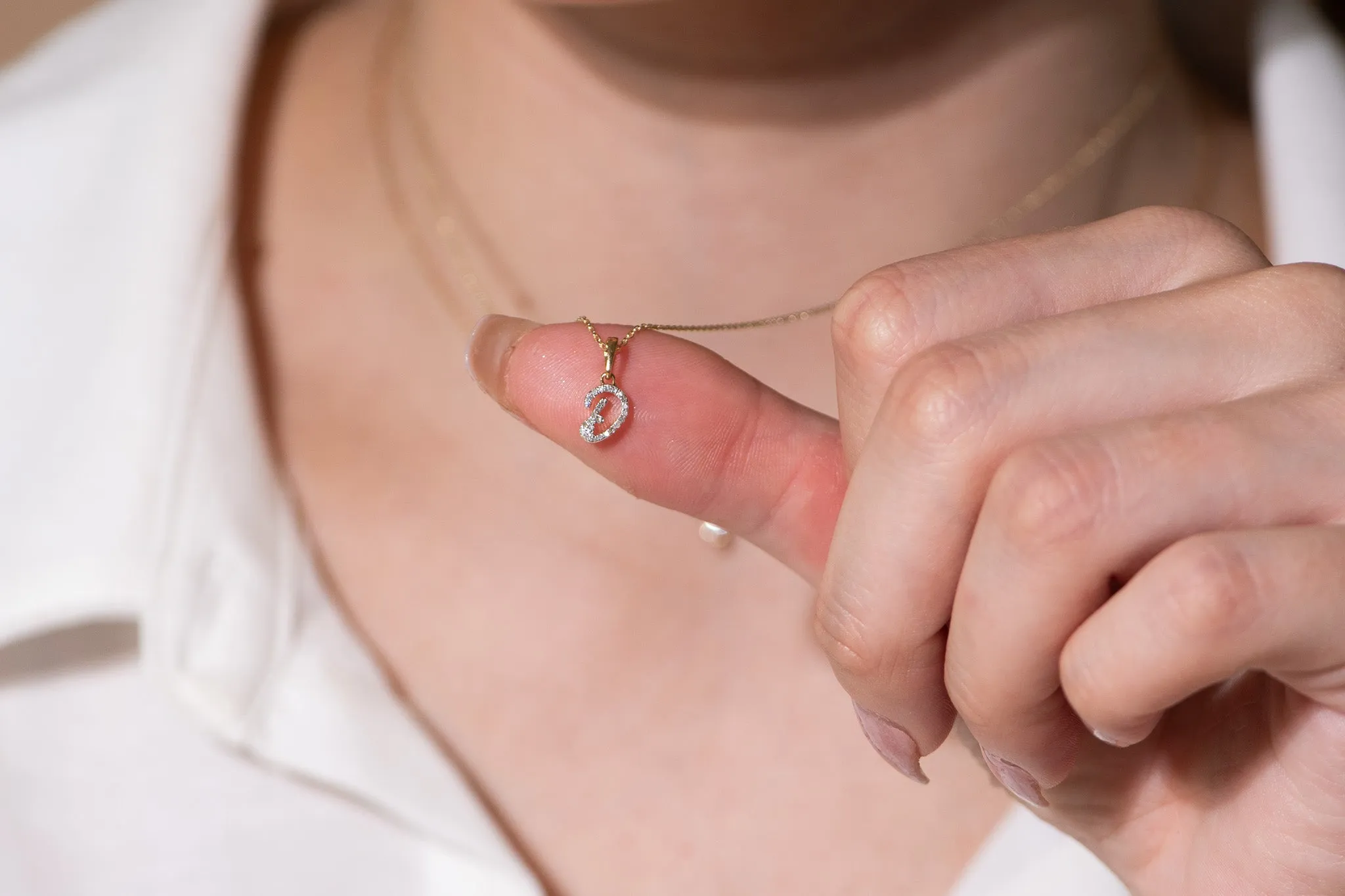 Cursive Diamond Initial Necklace