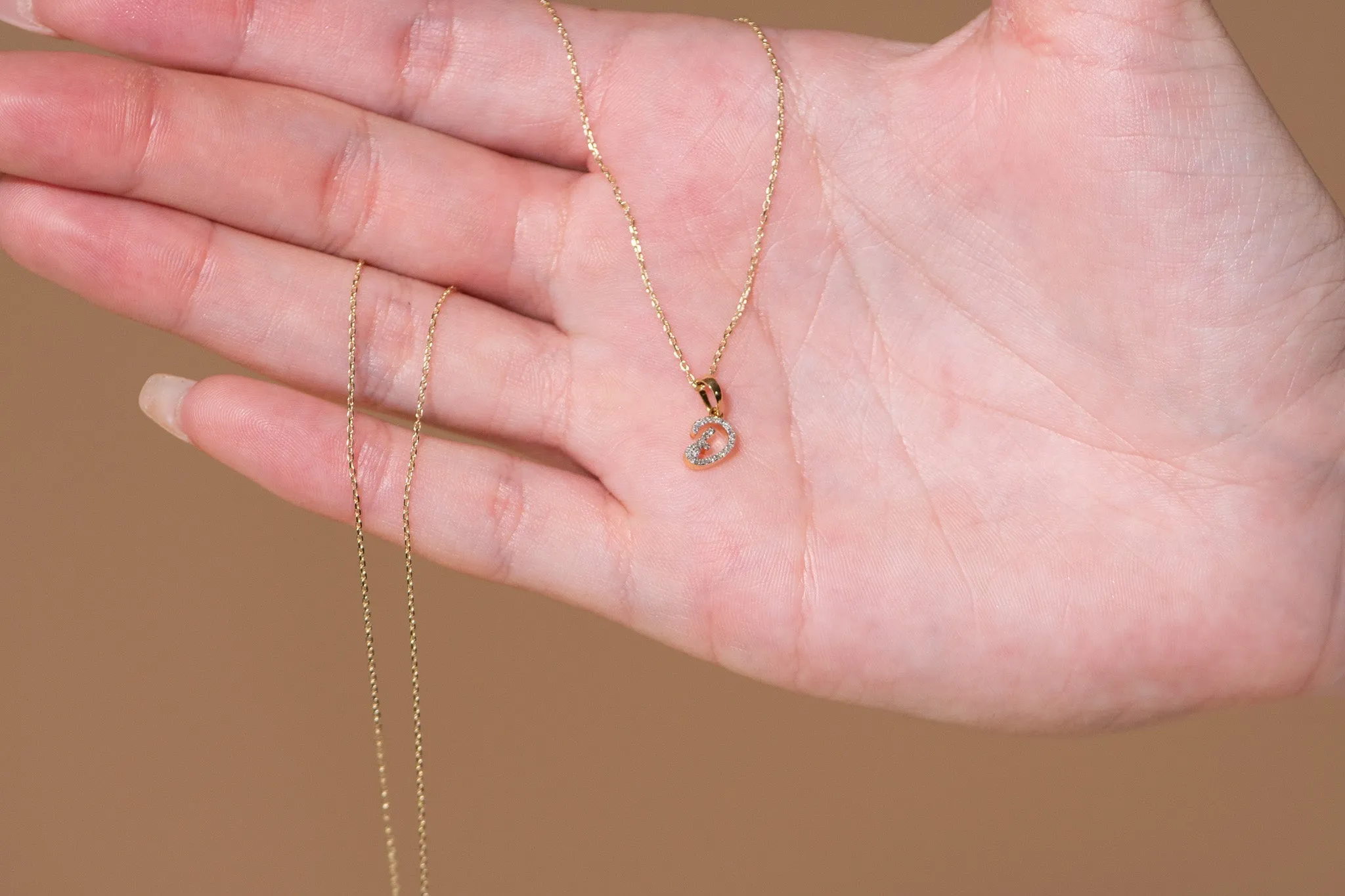 Cursive Diamond Initial Necklace