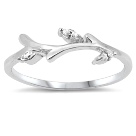 CZ and Sterling Silver Branch Ring