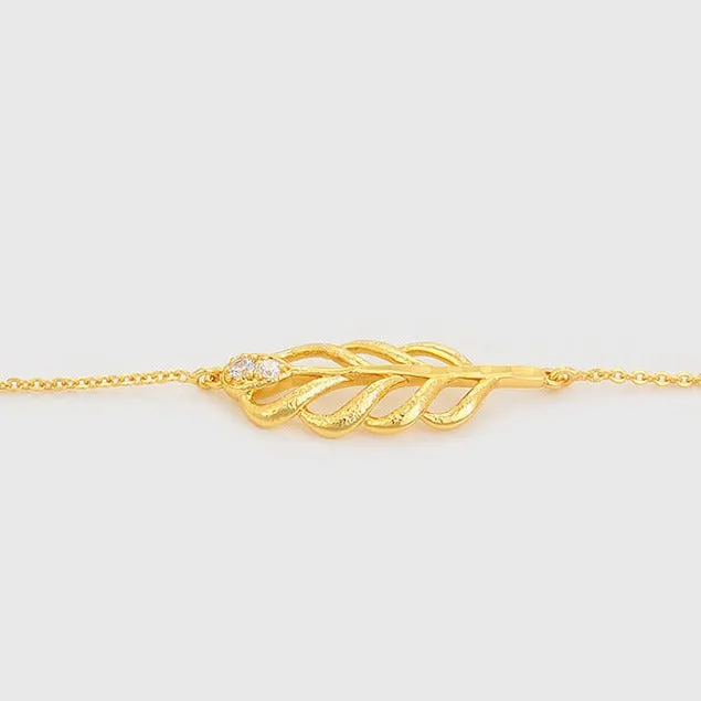 CZ Crystal Leaf Bracelet-24k Gold Plated