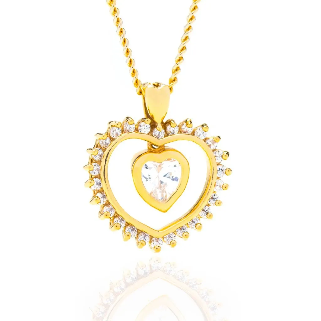 Dangling Cubic Zirconia Heart Necklace