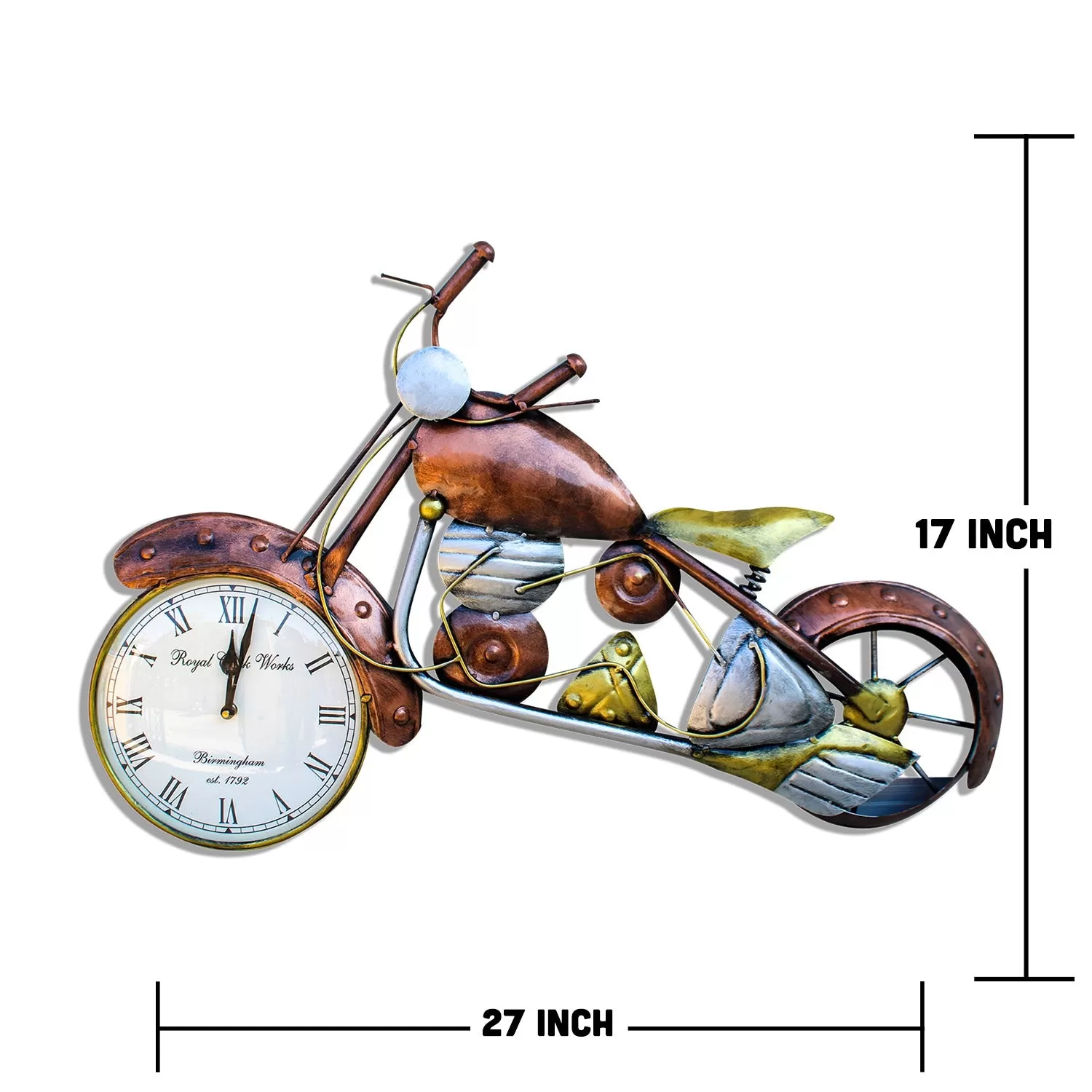 Designer Bike Wall Art Clock for Living Room, Bedroom, Office, Café, and Hotel -GRIH001BW