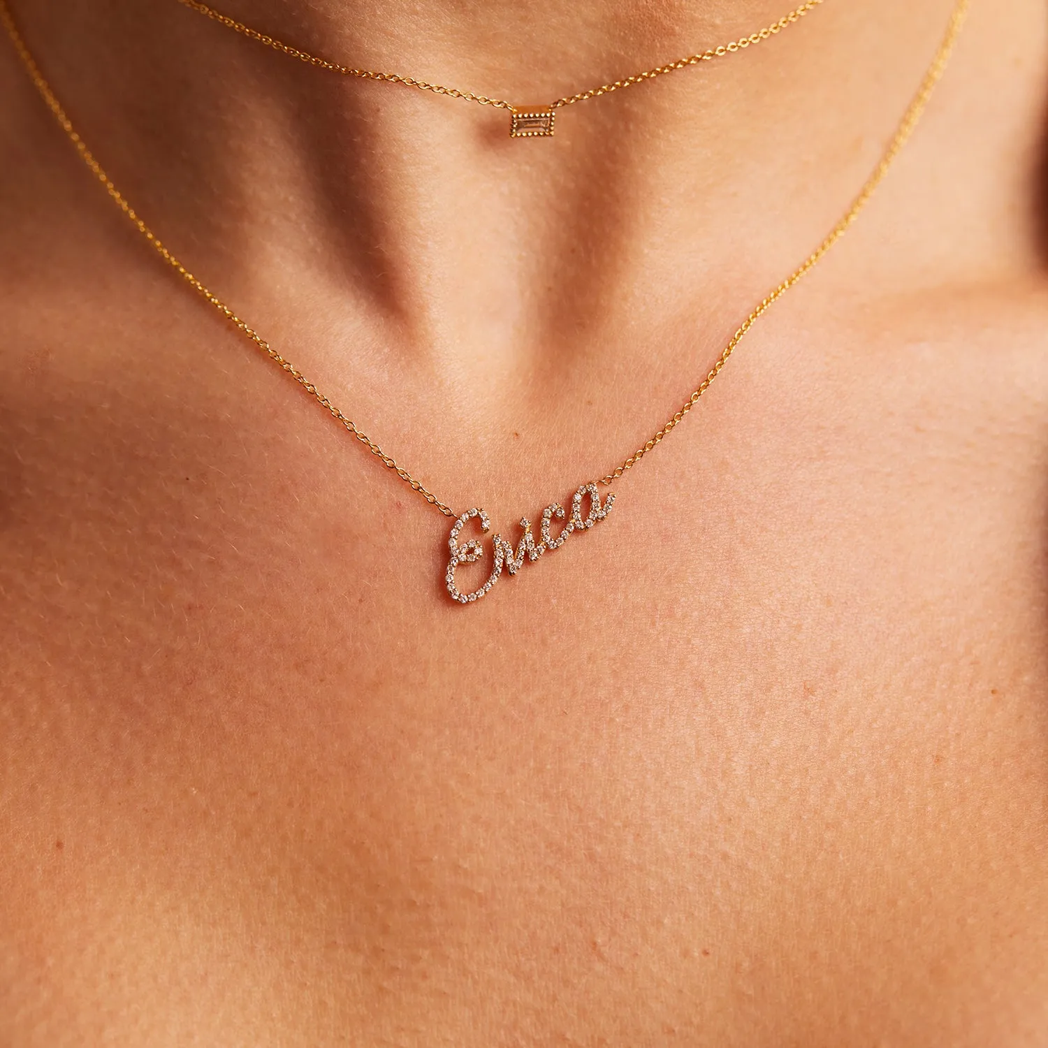 Diamond Custom Script Name Necklace