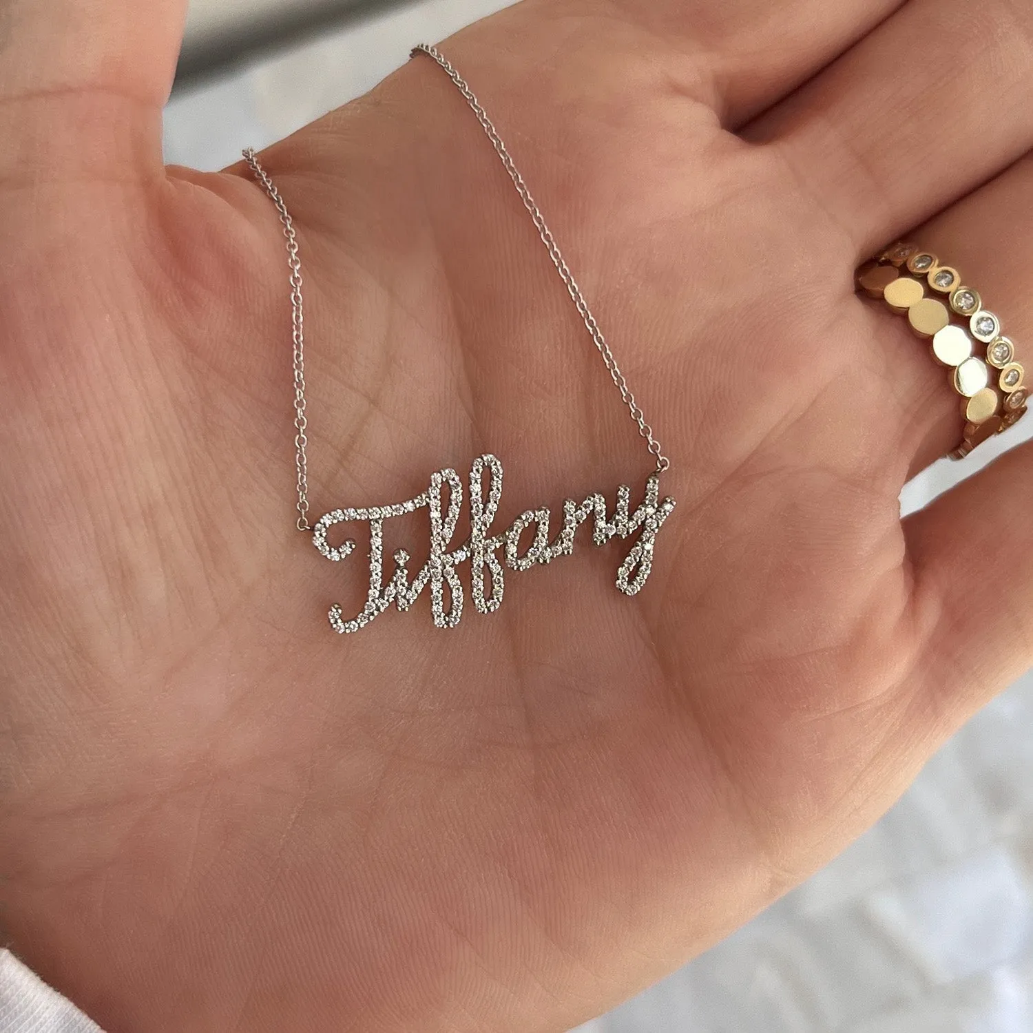 Diamond Custom Script Name Necklace