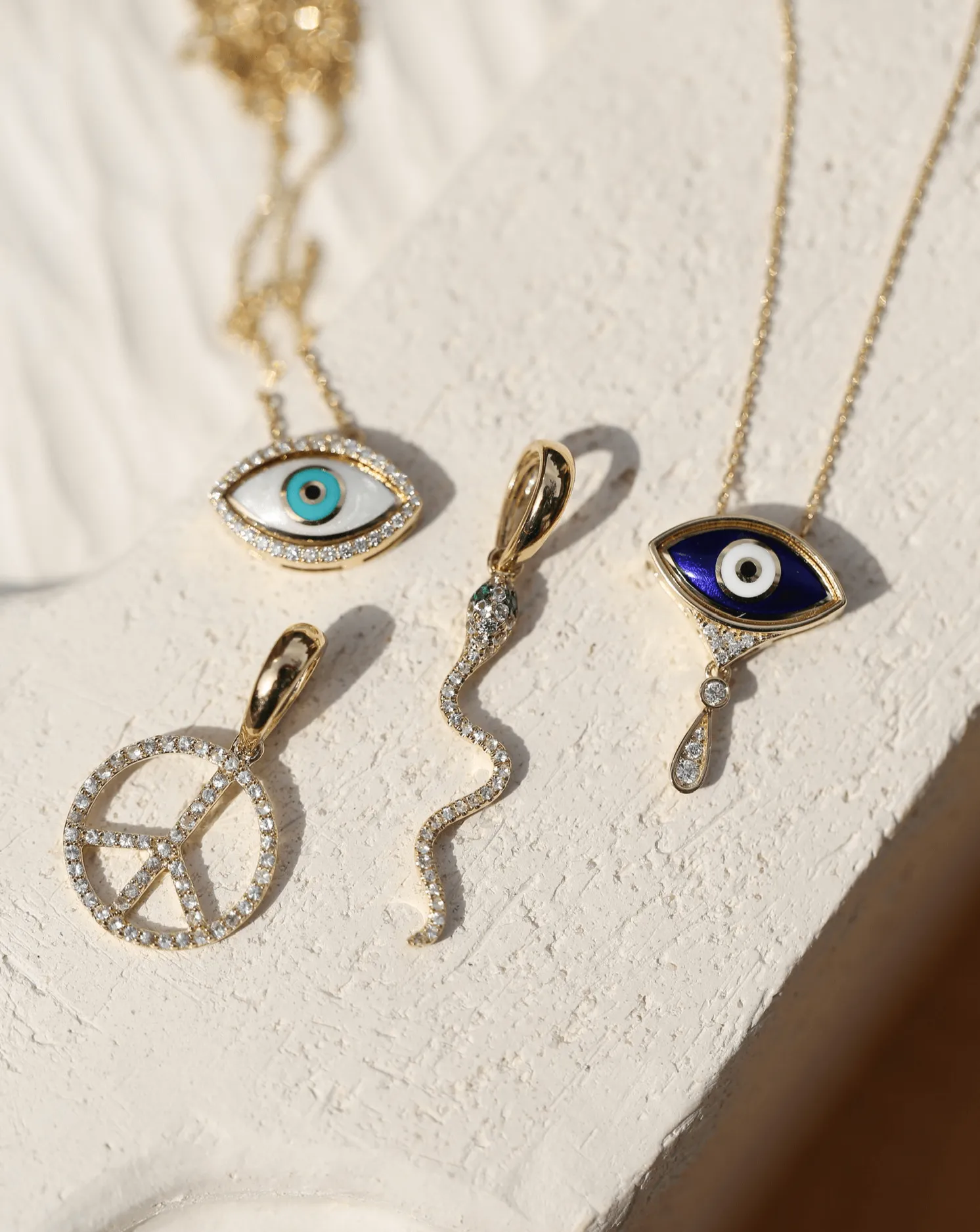 Diamond Evil Eye Necklace - 14k Solid Gold