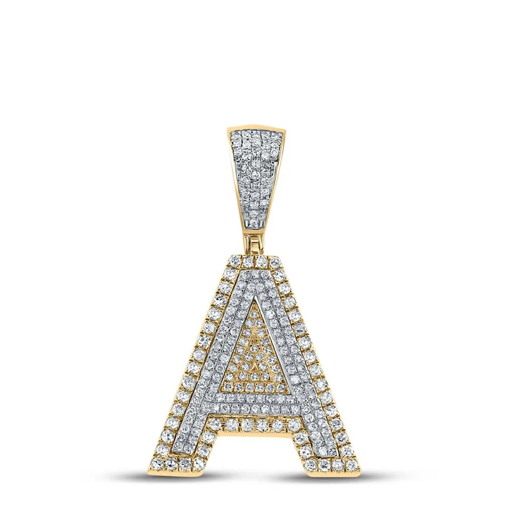 Double Block Letter Initial Diamond Pendant A-Z 10K Yellow Gold