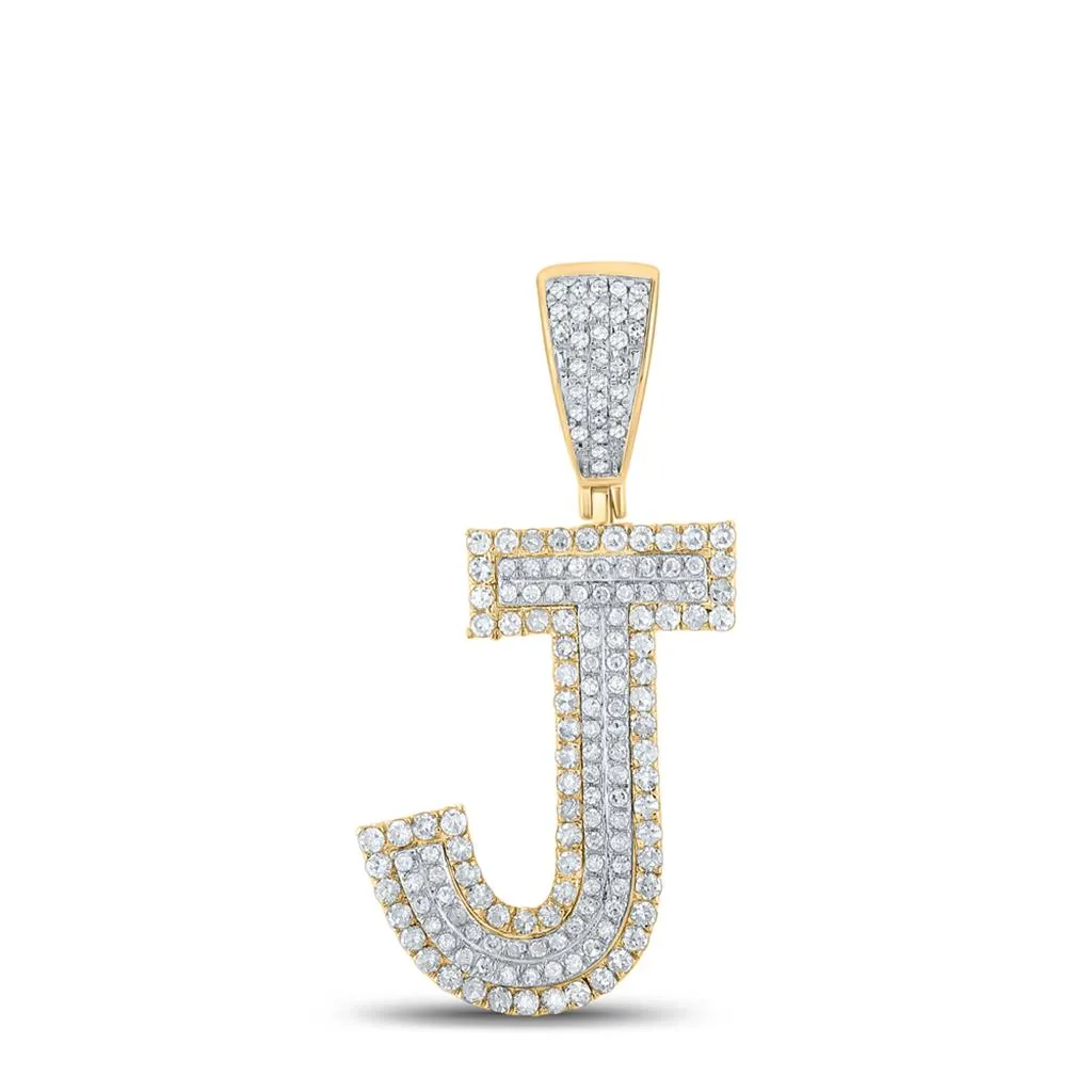 Double Block Letter Initial Diamond Pendant A-Z 10K Yellow Gold