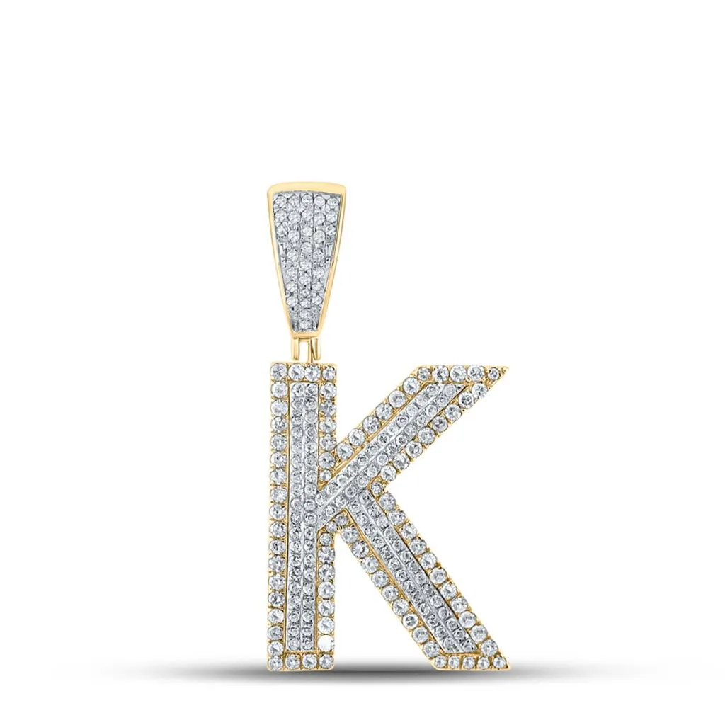 Double Block Letter Initial Diamond Pendant A-Z 10K Yellow Gold