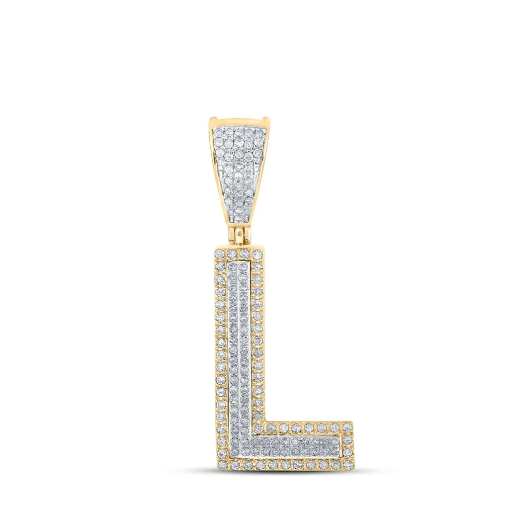 Double Block Letter Initial Diamond Pendant A-Z 10K Yellow Gold