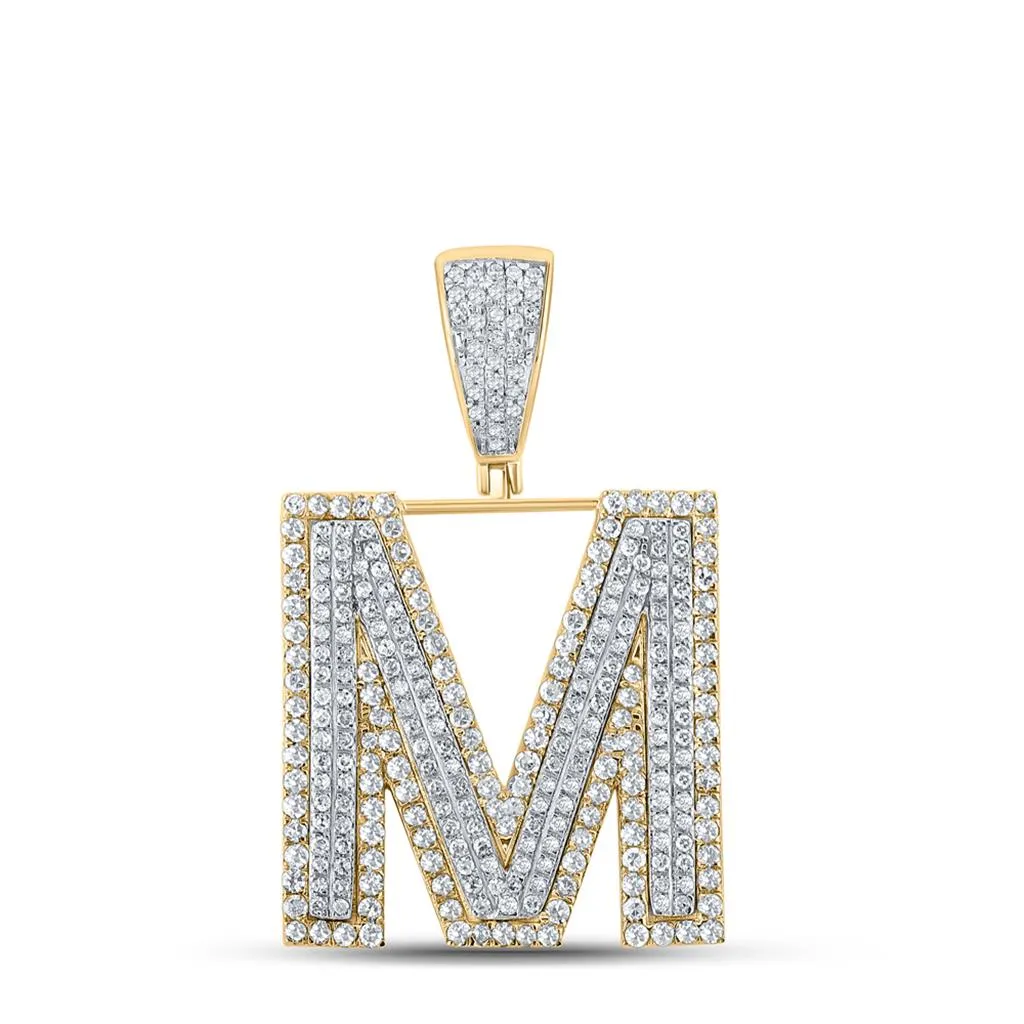 Double Block Letter Initial Diamond Pendant A-Z 10K Yellow Gold