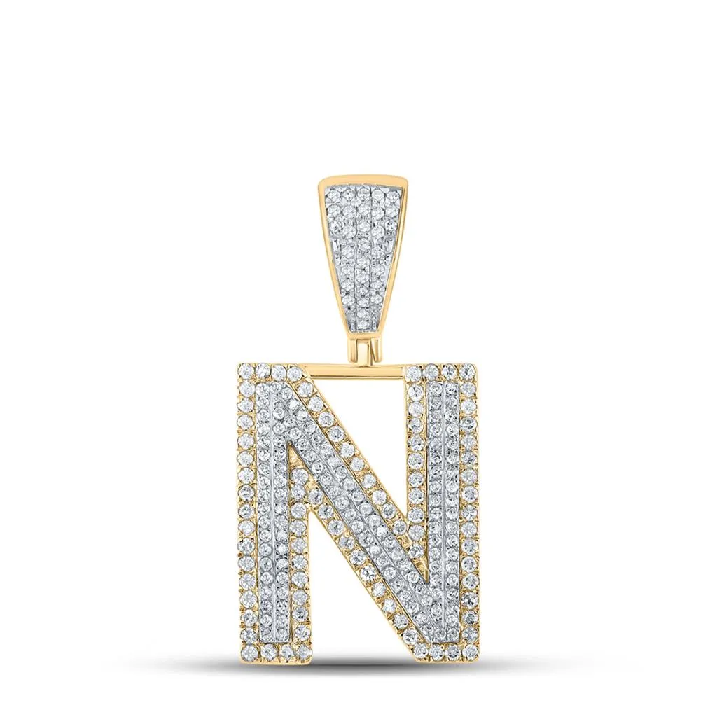 Double Block Letter Initial Diamond Pendant A-Z 10K Yellow Gold