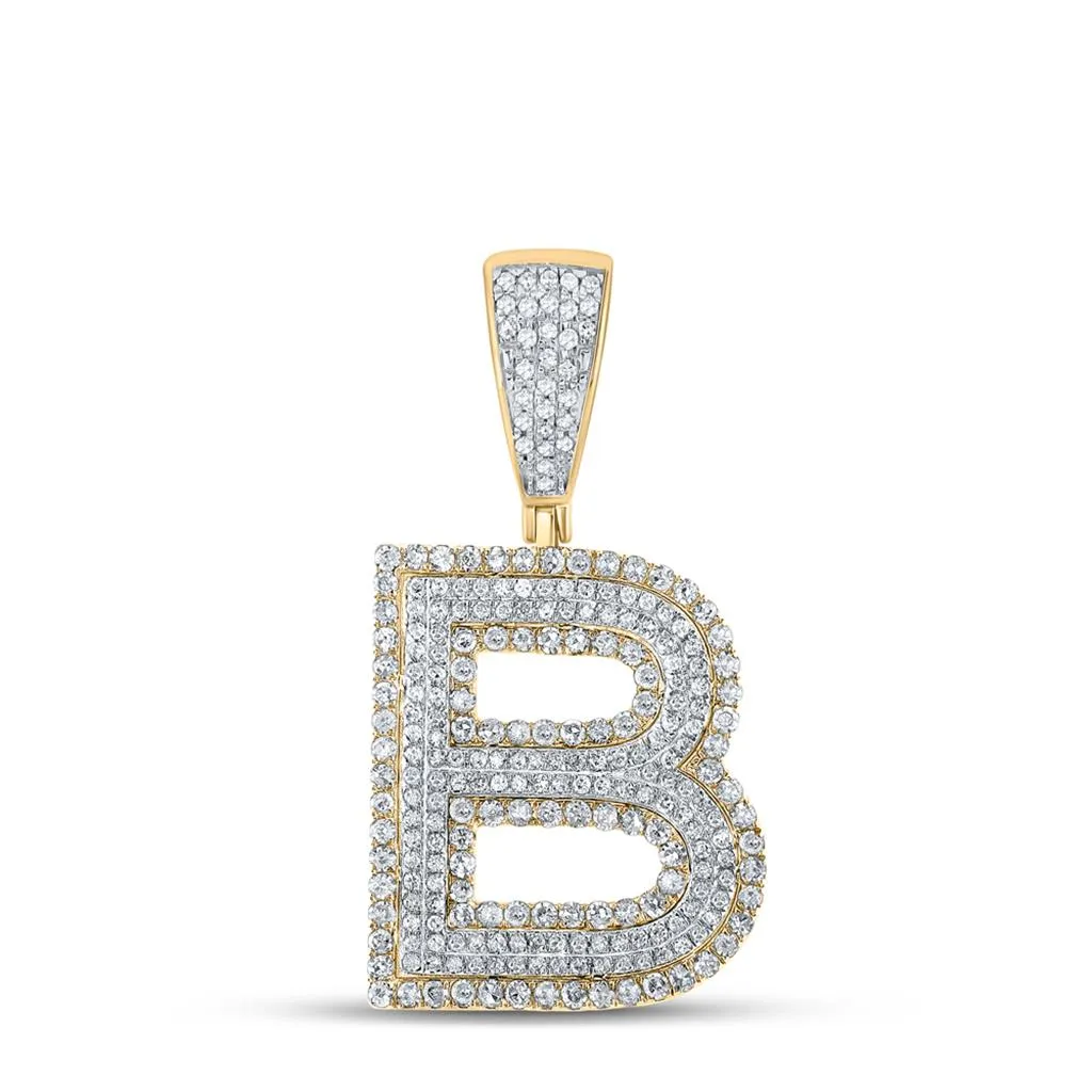 Double Block Letter Initial Diamond Pendant A-Z 10K Yellow Gold