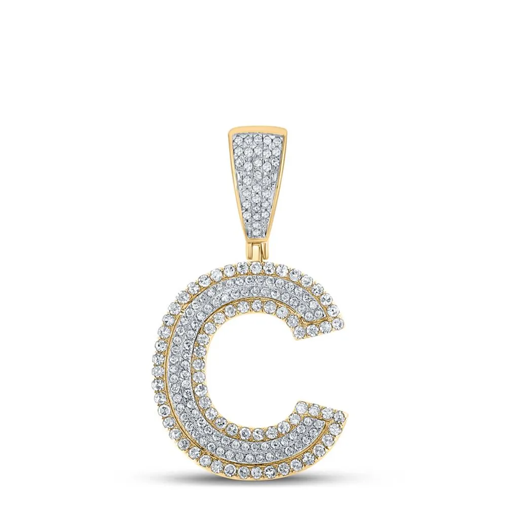 Double Block Letter Initial Diamond Pendant A-Z 10K Yellow Gold