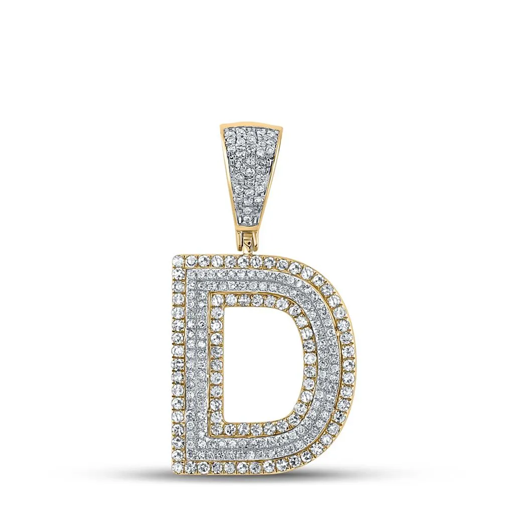 Double Block Letter Initial Diamond Pendant A-Z 10K Yellow Gold