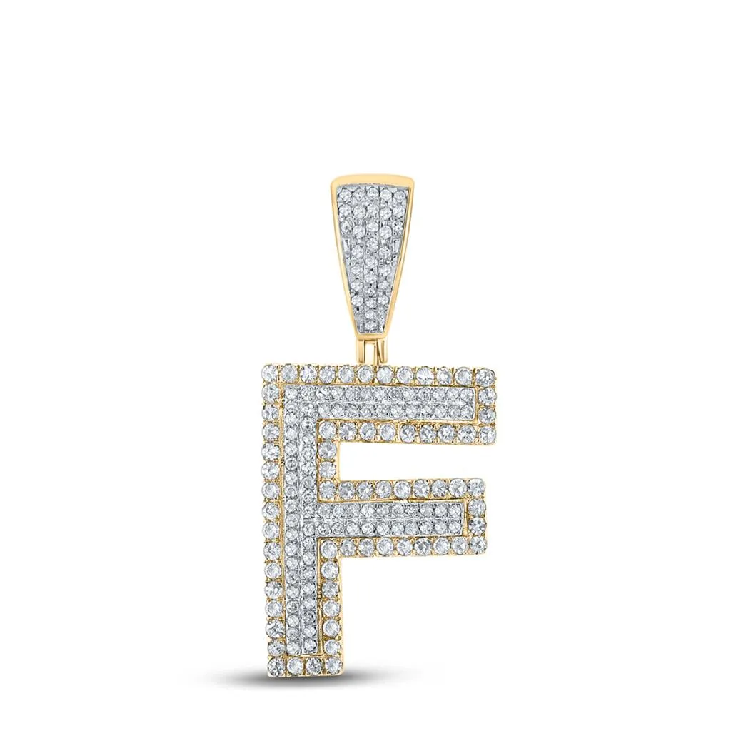 Double Block Letter Initial Diamond Pendant A-Z 10K Yellow Gold