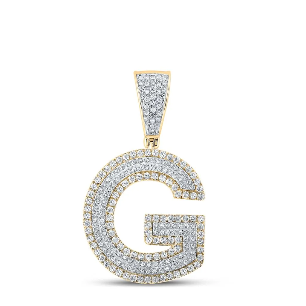 Double Block Letter Initial Diamond Pendant A-Z 10K Yellow Gold