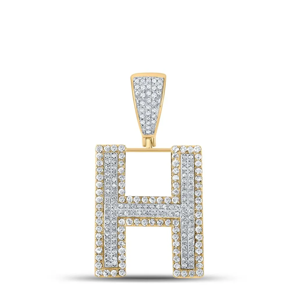 Double Block Letter Initial Diamond Pendant A-Z 10K Yellow Gold