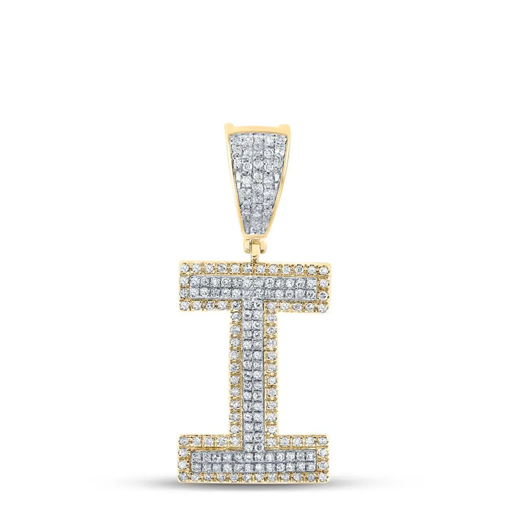 Double Block Letter Initial Diamond Pendant A-Z 10K Yellow Gold