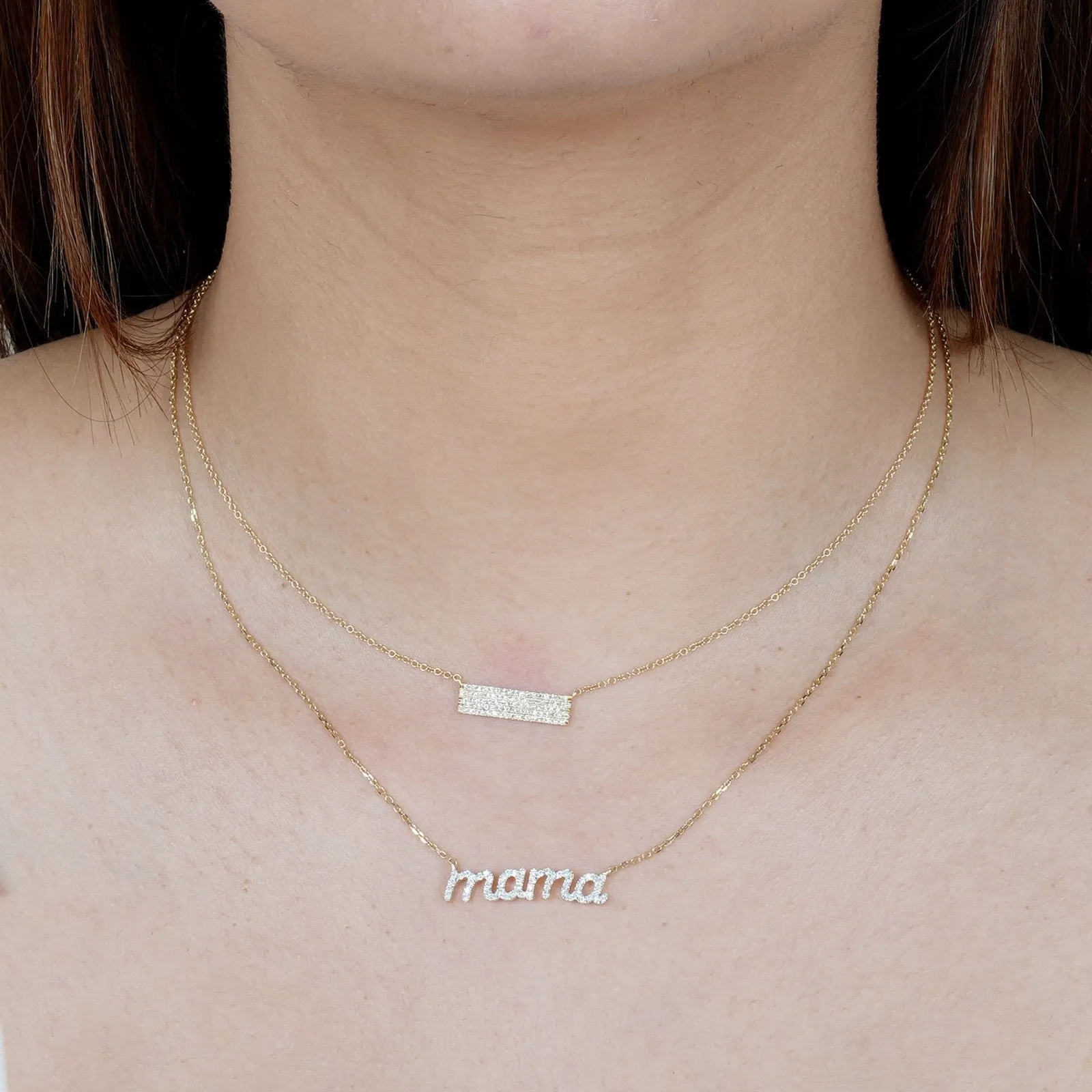 Five Row Diamond Pavé Bar Necklace