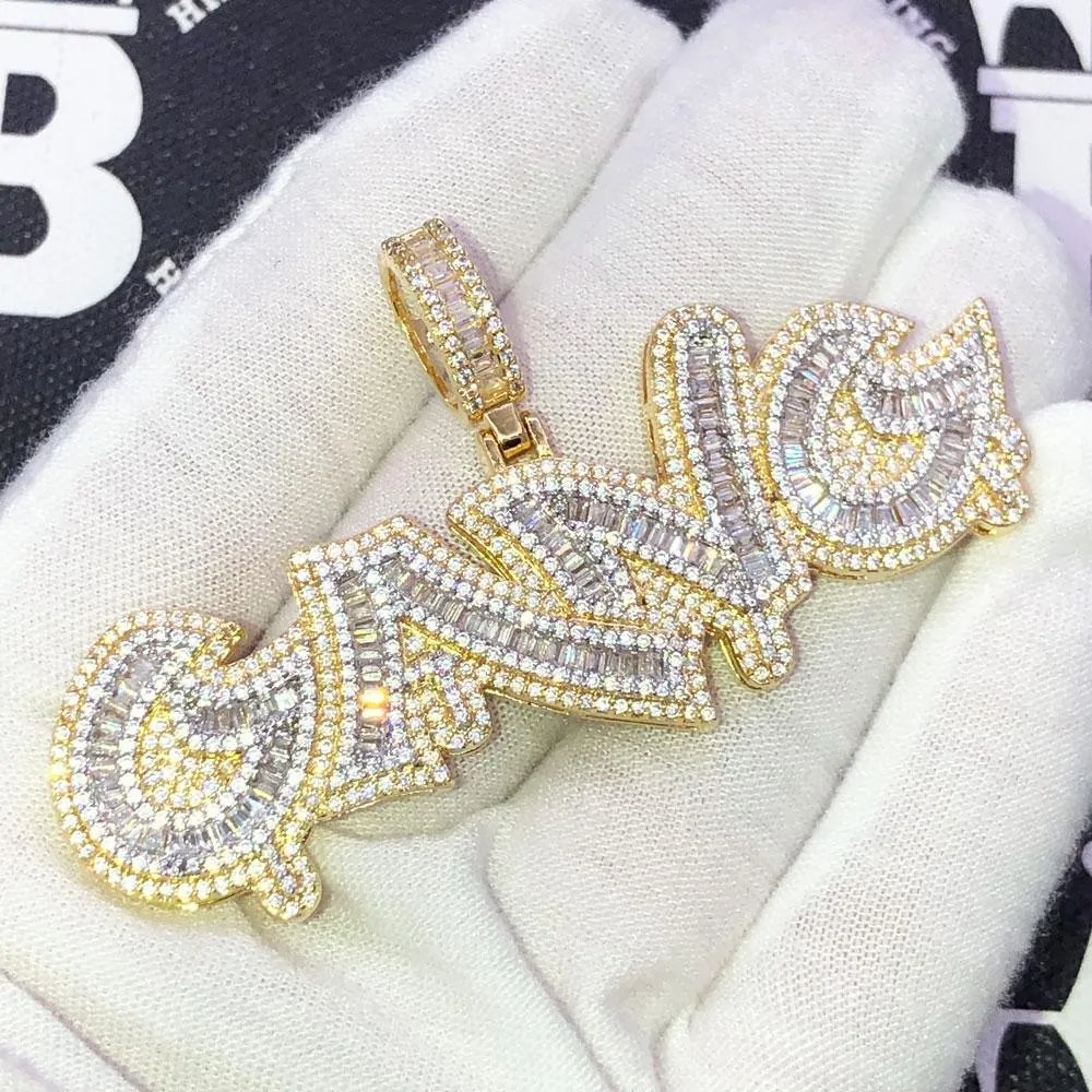 Gang Baguette CZ Hip Hop Iced Out Pendant