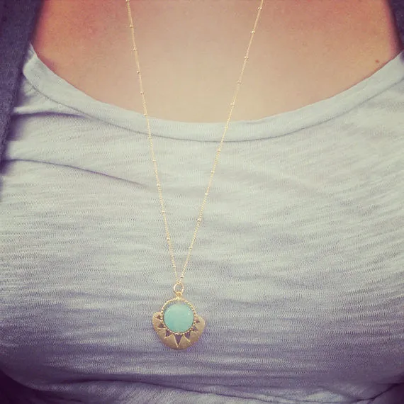 Geometric Sun and Stone Necklace SALE