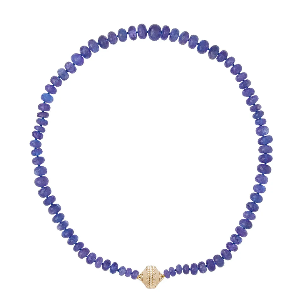 Graduated  Tanzanite Faceted Rondelle Necklace