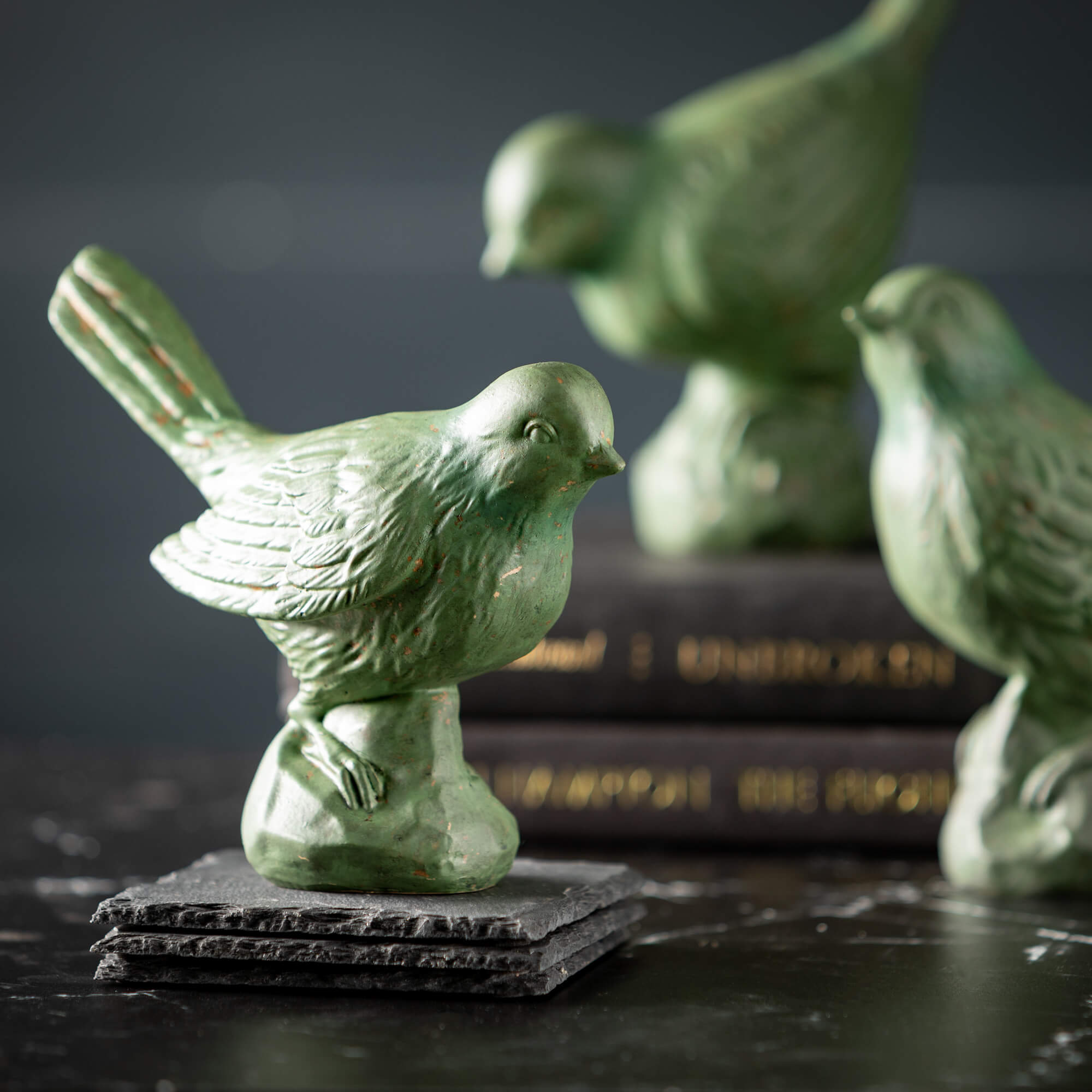 Green Bird Figurine Set Of 3