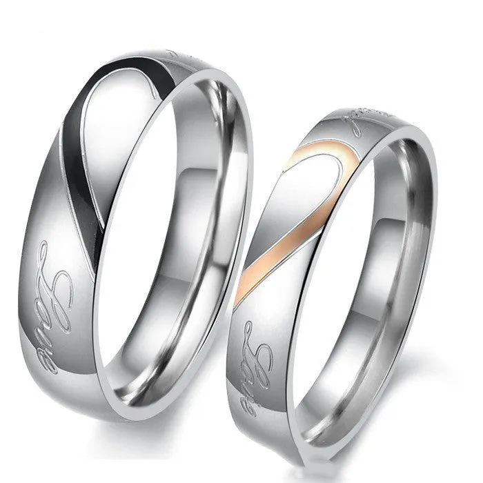 Heart-shaped Matching Couple Rings