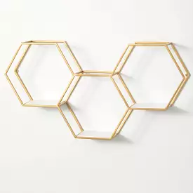 Hexagonal Gold Metal Shelf