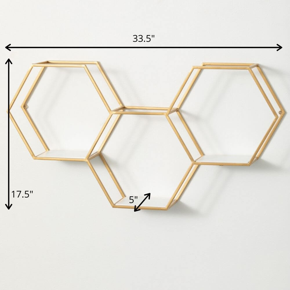 Hexagonal Gold Metal Shelf