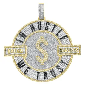 In Hustle We Trust Baguette VVS CZ Iced Out Pendant