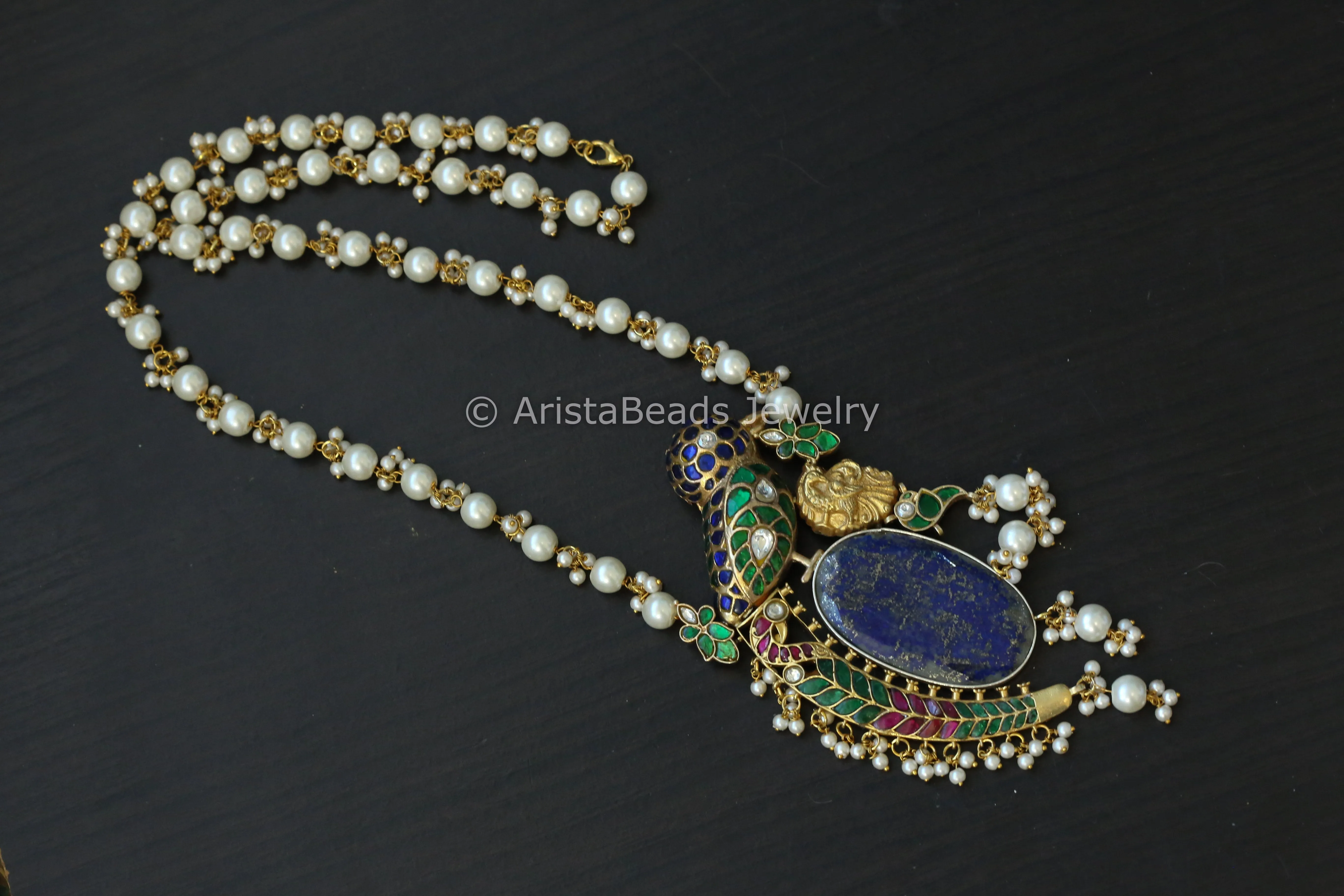 Jadau Kundan Fusion Necklace - Lapis